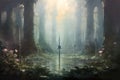 Sentient enchanted swords, whispering ancient battle strategies to their wielders - Generative AI