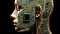 Sensory Synthesis: Circuit Board Fusion with Human Ear Imagery