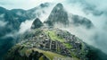 Mystical Majesty: Machu Picchu's Ancient Splendor Amidst Andean Mists Royalty Free Stock Photo