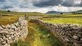 Art of dry stone wall construction in countryside