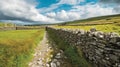 Art of dry stone wall construction in countryside