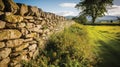 Art of dry stone wall construction in countryside