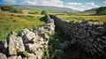 Art of dry stone wall construction in countryside