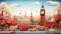 London Paper Quilling Style AI-Generated Illustration