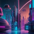 Futuristic city wallpaper, with flying futuristic buildings, background planet colorful. AI Generative Royalty Free Stock Photo