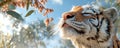 Embark on a learning journey where a serene tiger embodies knowledge, guided by a bilingual AI tutor analyzing sentence structures