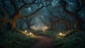 Beautiful fantasy Forest. Enchanted Forest. Magical Forest. Fantasy Foliage. Fantasy nature. Mystic Grove.