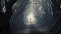 Ethereal Journey: Ghostly Figures in the Misty Forest
