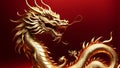 golden dragon in front of red background, chinese new year Royalty Free Stock Photo