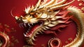 golden dragon in front of red background, chinese new year Royalty Free Stock Photo