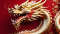 golden dragon in front of red background, chinese new year Royalty Free Stock Photo