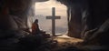 Mystical Cave Encounter: Jesus Contemplating the Cross (AI Generated)