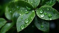 Fresh Green Leaves with Rain Droplets Royalty Free Stock Photo