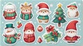 Santas' Joyful Journey: Merry Stickers Royalty Free Stock Photo