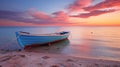 Beach, Boat, Dawn in coastal morning Royalty Free Stock Photo