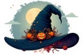 Retro Witch Hat: Whimsical Patterns & Vintage Halloween Motifs