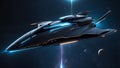 stellar radiance: AI starship\'s luminous journey through space. ai generated