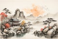 Chinese ink and water landscape painting