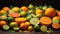 Citrus Kaleidoscope: A Macro Exploration of the Unique Shapes and Textures of Oranges, Lemons, and Limes - AI Generative