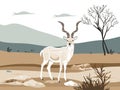 Spiral-Horned Antelope in the Arid Expanse