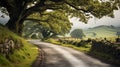 Panoramic view of a country road in the Yorkshire Dales, England Royalty Free Stock Photo