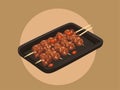 Illustrated Delights of Grilled Meat Skewers