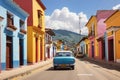 The Street of Tolima Colombia with Car