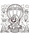 Skybound with Mario: Hot Air Balloon Coloring Page