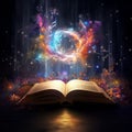 Whimsical Art: Floating Empty Journal in Celestial Void