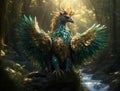 Enchanted Griffin A Majestic Journey Through the Mystical Forest\'s Depths, Where Beauty and Power Royalty Free Stock Photo