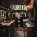 Converted Sprinter Van on a Quiet Forest Road