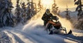 Embarking on Adventure Rides Through the Snowy Terrain on a Snowmobile
