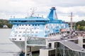 Embarking cruise boat in Mariehamn Royalty Free Stock Photo