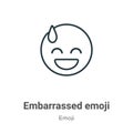 Embarrassed emoji outline vector icon. Thin line black embarrassed emoji icon, flat vector simple element illustration from