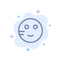 Embarrassed, Emojis, School, Study Blue Icon on Abstract Cloud Background