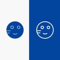 Embarrassed, Emojis, School, Study Line and Glyph Solid icon Blue banner Line and Glyph Solid icon Blue banner