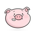 Embarrassed emoticon icon. Emoji pig.