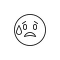 Embarrassed emoticon outline icon