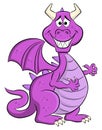 vector illustration of a embarrassed grinning cartoon dragon