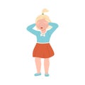 Embarrassed Little Girl Crying Demonstrating Guilt Vector Illustration Royalty Free Stock Photo