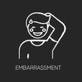 Embarrassment chalk white icon on black background