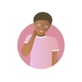 Embarrassment expression, black man shy, timid. Flat gradient vector icon Royalty Free Stock Photo