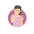 Embarrassment expression, woman shy, timid. Flat gradient vector icon Royalty Free Stock Photo
