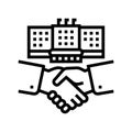 embassy diplomats handshaking line icon vector illustration