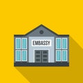 Embassy icon, flat style