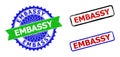 EMBASSY Rosette and Rectangle Bicolor Badges with Unclean Textures