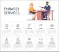 Embassy service vector infographic template