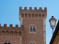 Embattled Tower of the Medieval Castle at the Entrance to the Village of Bolgheri Royalty Free Stock Photo