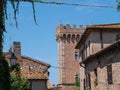 Embattled Tower of the Medieval Castle at the Entrance to the Village of Bolgheri Royalty Free Stock Photo