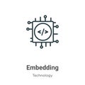 Embedding outline vector icon. Thin line black embedding icon, flat vector simple element illustration from editable technology